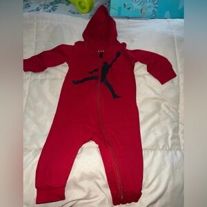 Red and black Jordan onesie